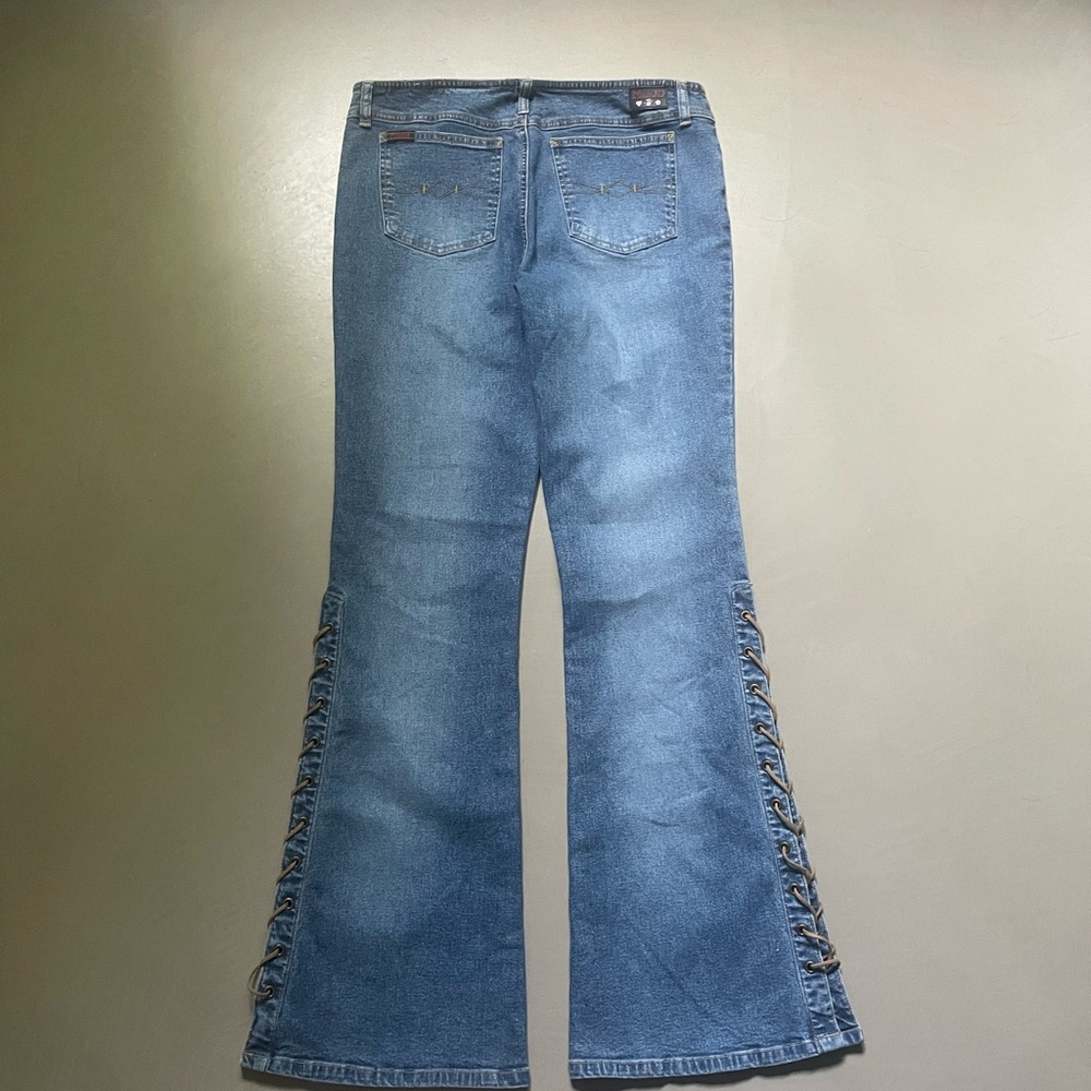Womens Mudd flared lace up jeans